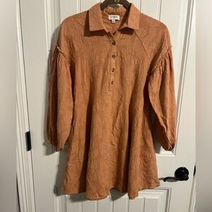 #8630. Umgee Women's Peach Long Sleeve Dress. Size S